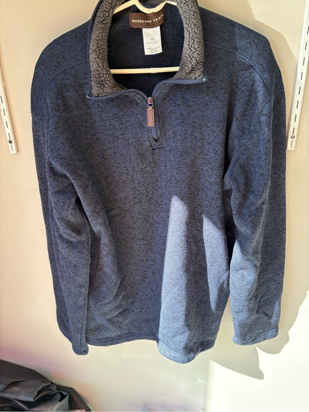 Woodland Trail Men's Navy Quarter-Zip Pullover-Gray Trim